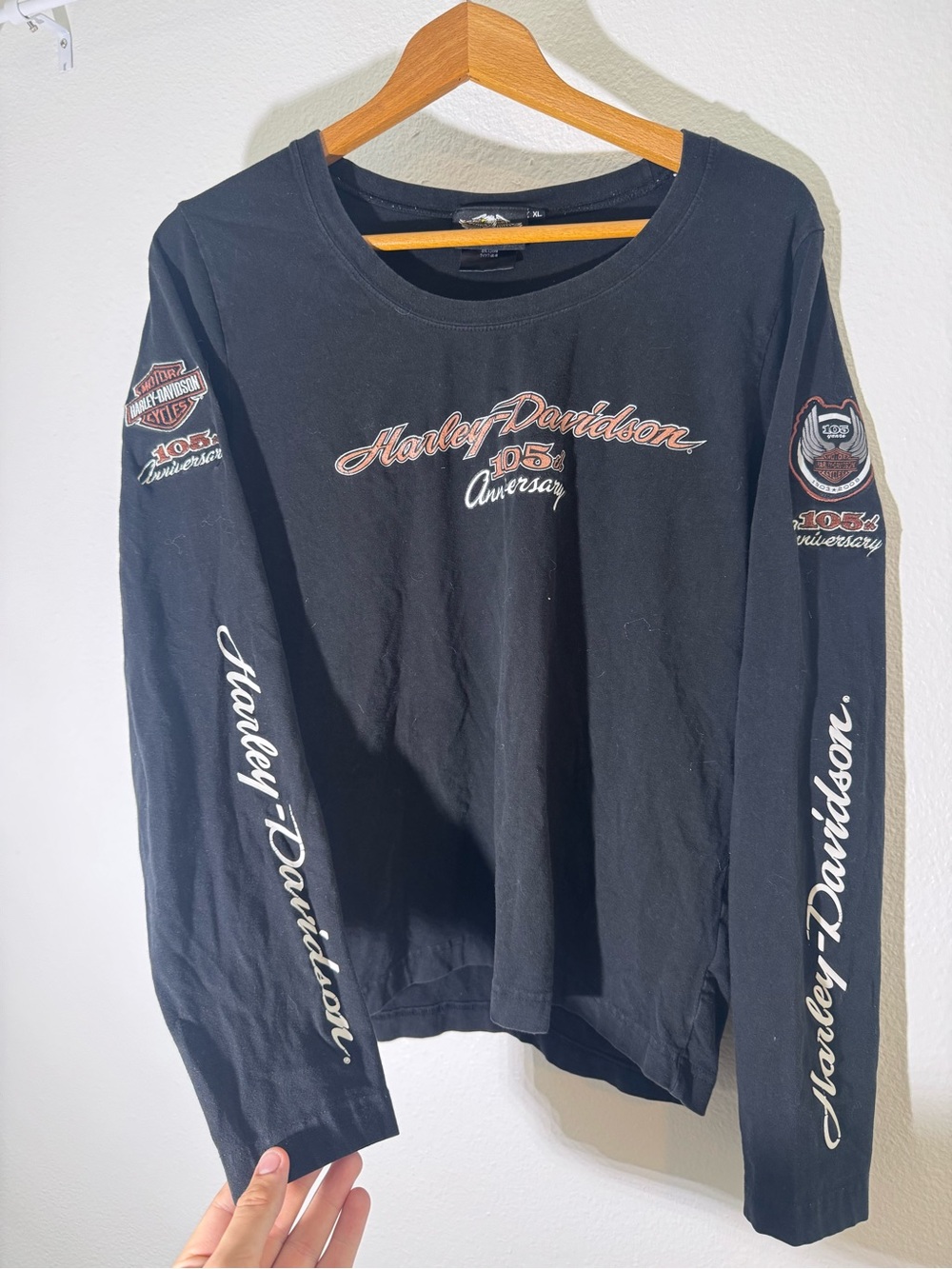 Y2K Womens Harley-Davidson Black Long Sleeve Logo Shirt